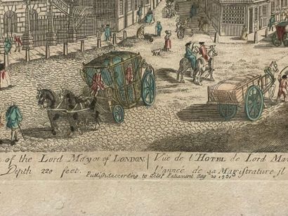 Quatre gravures rehaussées ou vues d'optiques...