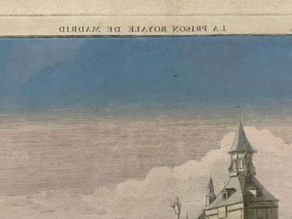 Quatre gravures rehaussées ou vues d'optiques...