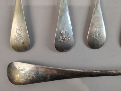 Partie de ménagère en argent modèle uniplat,...
