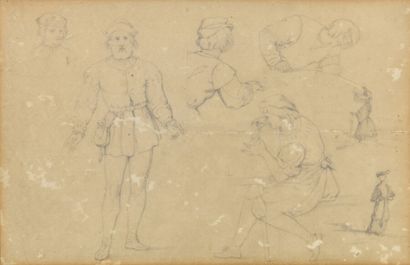 École du XIXe siècle.
Étude de personnages...