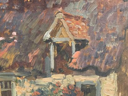 Eugène CHIGOT (1860-1923).
Maison de campagne.
Huile...