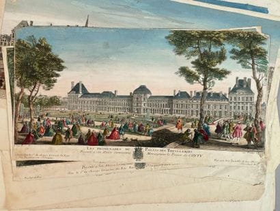 Réunion de douze gravures et vues d'optiques,...