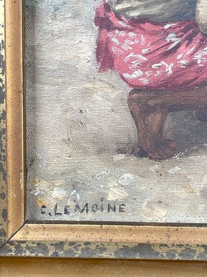 C. LE MOINE (XXe siècle).
Le combat de coqs....