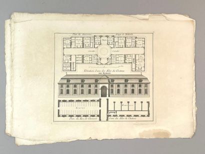 Réunion de vingt-deux gravures : 
Plans de...