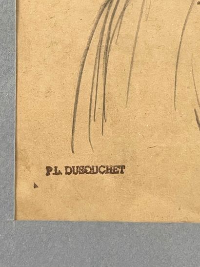 P.L. DUSOUCHET.
Femme de dos.
Dessin à la...