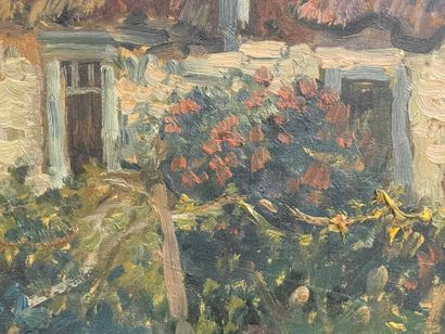 Eugène CHIGOT (1860-1923).
Maison de campagne.
Huile...