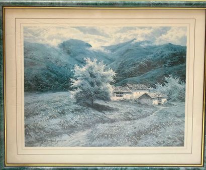 Réunion de deux gravures en couleurs : 
-...