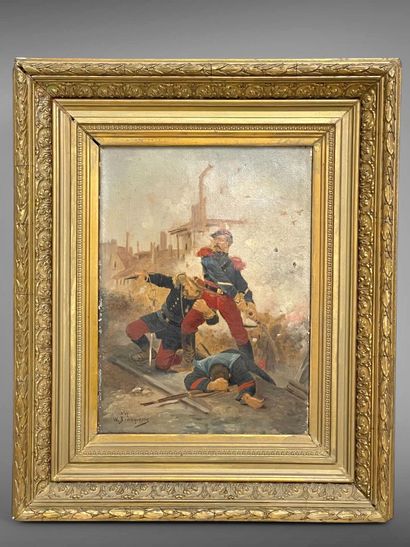 D'après Wilfrid BEAUQUESNE.
Les soldats.
Huile...
