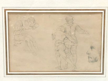 École du XIXe siècle.
Étude de personnages...