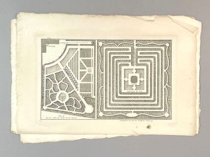 Réunion de vingt-deux gravures : 
Plans de...