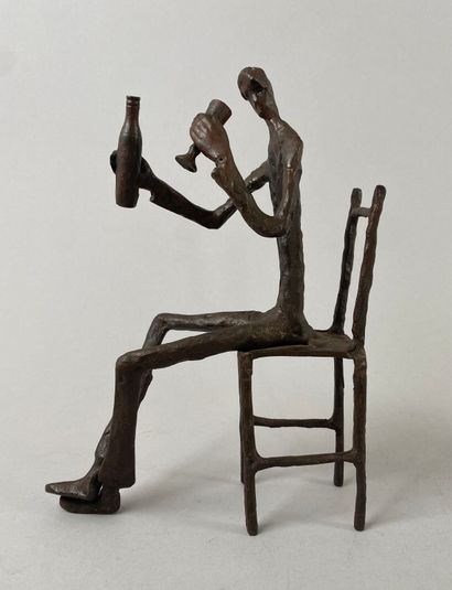 École moderne.
Le buveur attablé.
Deux bronzes...