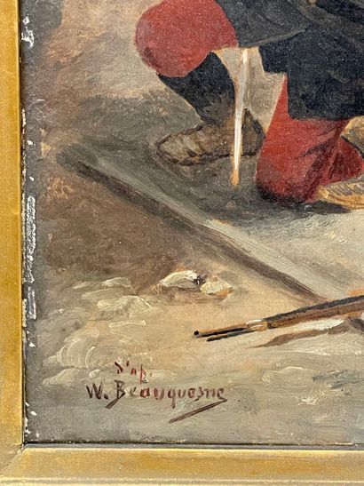 D'après Wilfrid BEAUQUESNE.
Les soldats.
Huile...