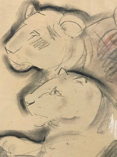 Gustave GUEITANT (1873-1953).
Étude de lionne....