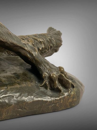 Thomas CARTIER (1879-1936).
Loup blessé.
Bronze...
