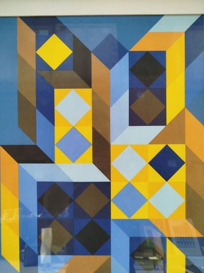 D'après Victor VASARELY (1906-1997).
Tridim-Gordes.
Sérigraphie.
Haut....