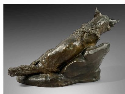 Thomas CARTIER (1879-1936).
Loup blessé.
Bronze...