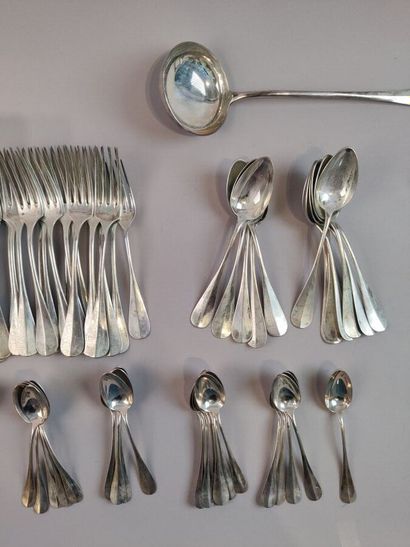 Partie de ménagère en argent modèle uniplat,...
