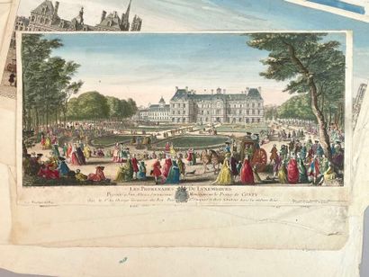 Réunion de douze gravures et vues d'optiques,...