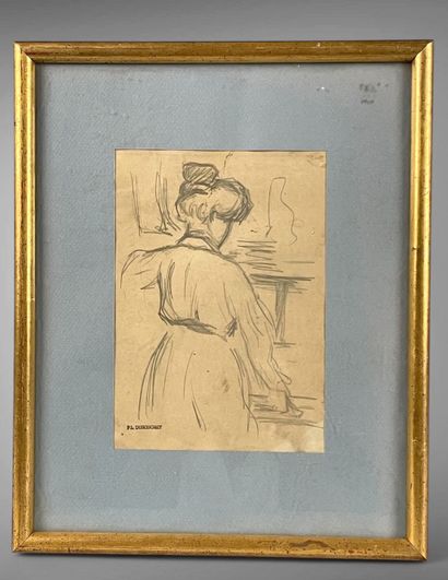 P.L. DUSOUCHET.
Femme de dos.
Dessin à la...