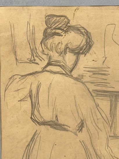 P.L. DUSOUCHET.
Femme de dos.
Dessin à la...