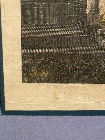 Quatre gravures rehaussées ou vues d'optiques...