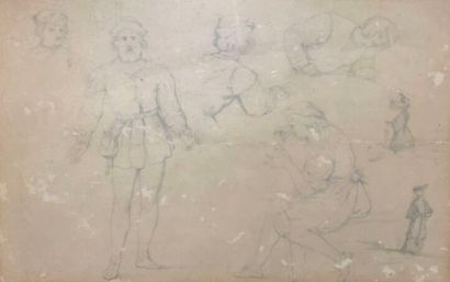 École du XIXe siècle.
Étude de personnages...