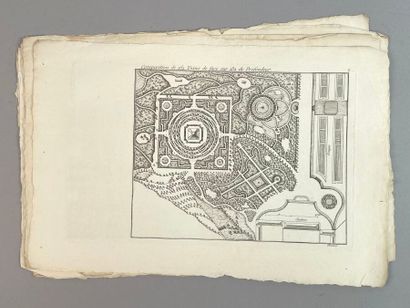 Réunion de vingt-deux gravures : 
Plans de...