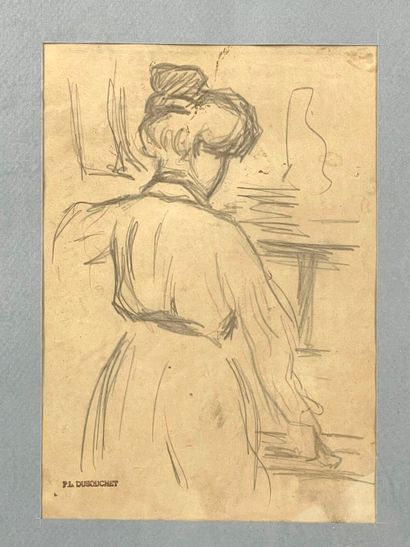 P.L. DUSOUCHET.
Femme de dos.
Dessin à la...