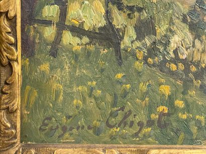 Eugène CHIGOT (1860-1923).
Maison de campagne.
Huile...