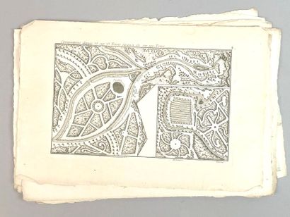 Réunion de vingt-deux gravures : 
Plans de...