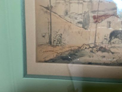 D'après Armand COUSSENS (1881-1935).
La roulotte.
Estampe.
Haut....