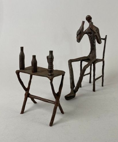 École moderne.
Le buveur attablé.
Deux bronzes...