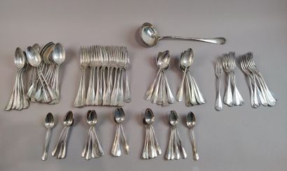 Partie de ménagère en argent modèle uniplat,...
