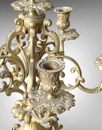 Garniture de cheminée en bronze et métal...