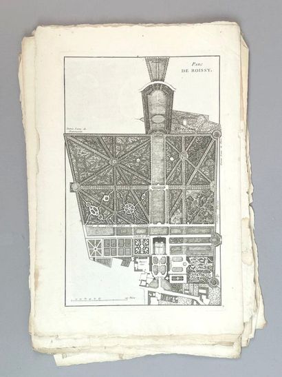 Réunion de vingt-deux gravures : 
Plans de...