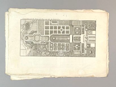 Réunion de vingt-deux gravures : 
Plans de...