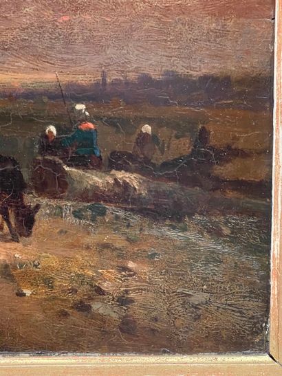 École du XIXe siècle.
Vaches au bord de la...
