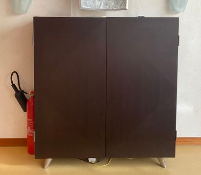 Cabinet en bois à deux portes et six tiroirs...