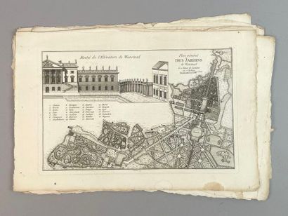 Réunion de vingt-deux gravures : 
Plans de...