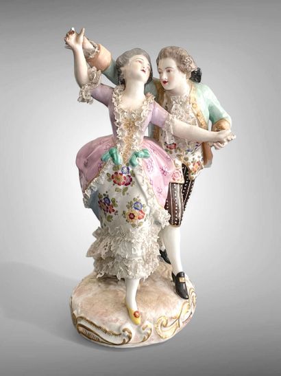 MEISSEN (dans le goût de).
Groupe en porcelaine...
