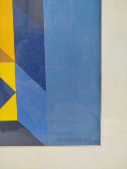 D'après Victor VASARELY (1906-1997).
Tridim-Gordes.
Sérigraphie.
Haut....