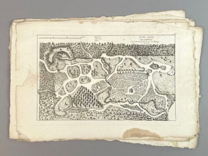 Réunion de vingt-deux gravures : 
Plans de...