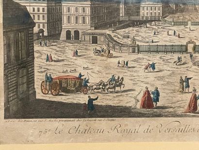 Quatre gravures rehaussées ou vues d'optiques...