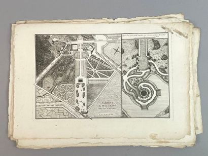 Réunion de vingt-deux gravures : 
Plans de...