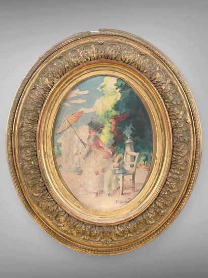 F. BOSCHER.
Élégante à l'ombrelle dans le...