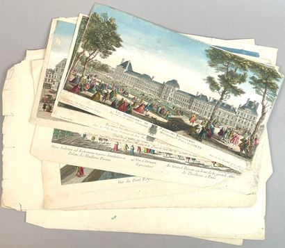 Réunion de douze gravures et vues d'optiques,...