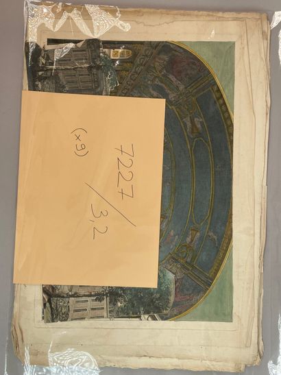 Réunion de neuf gravures et vues d'optiques...