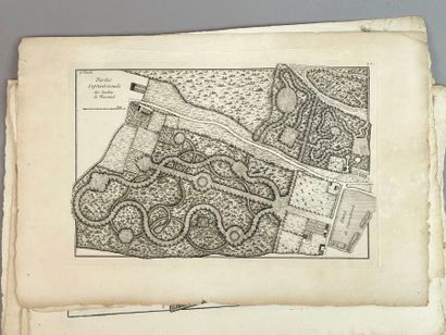 Réunion de vingt-deux gravures : 
Plans de...