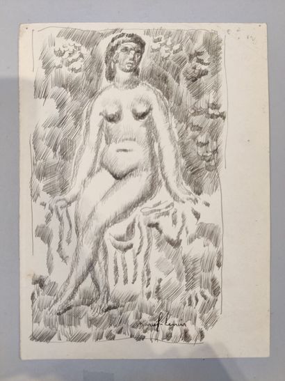 Marcel LENOIR (1872-1931).
Baigneuse.
Plume...