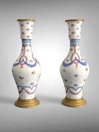 Dans le goût de Sèvres.
Paire de petits vases...
